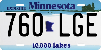 MN license plate 760LGE