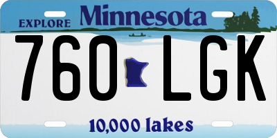 MN license plate 760LGK