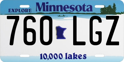 MN license plate 760LGZ