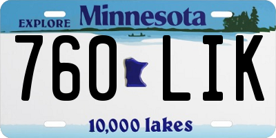 MN license plate 760LIK