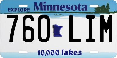 MN license plate 760LIM
