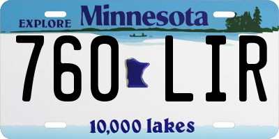 MN license plate 760LIR