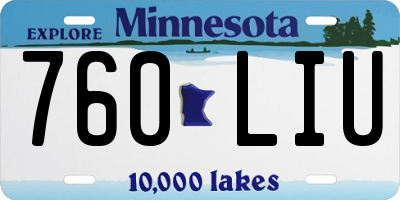 MN license plate 760LIU