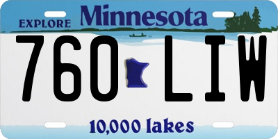 MN license plate 760LIW