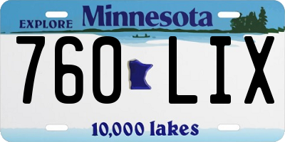 MN license plate 760LIX