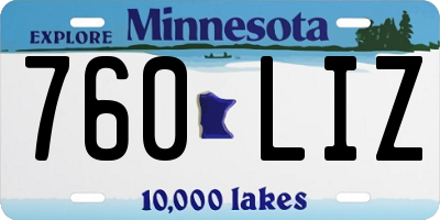 MN license plate 760LIZ
