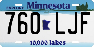 MN license plate 760LJF