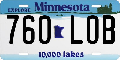 MN license plate 760LOB