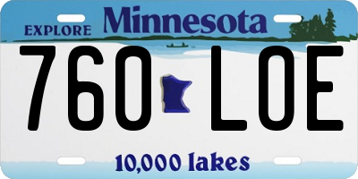 MN license plate 760LOE