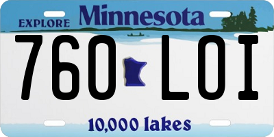 MN license plate 760LOI
