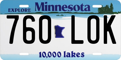 MN license plate 760LOK