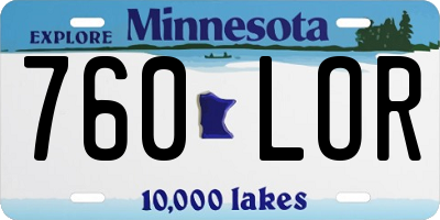 MN license plate 760LOR