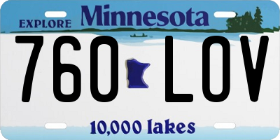 MN license plate 760LOV