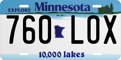 MN license plate 760LOX