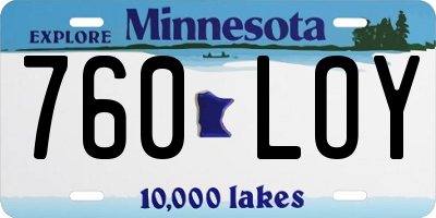 MN license plate 760LOY
