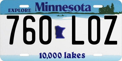 MN license plate 760LOZ