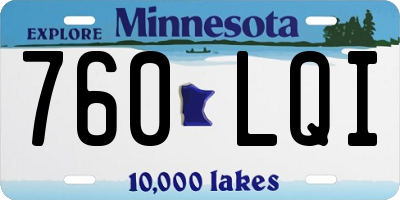 MN license plate 760LQI