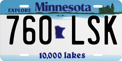 MN license plate 760LSK