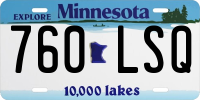 MN license plate 760LSQ
