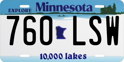 MN license plate 760LSW