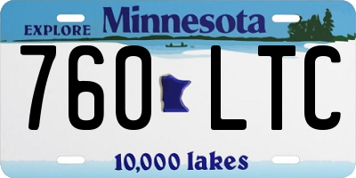 MN license plate 760LTC
