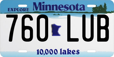 MN license plate 760LUB