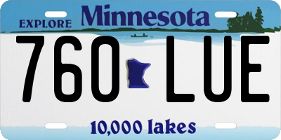 MN license plate 760LUE