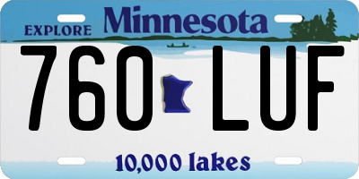 MN license plate 760LUF