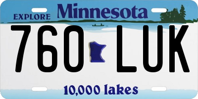 MN license plate 760LUK