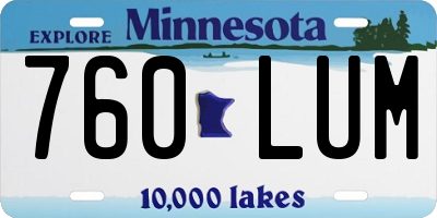 MN license plate 760LUM