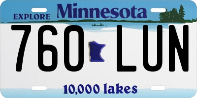 MN license plate 760LUN