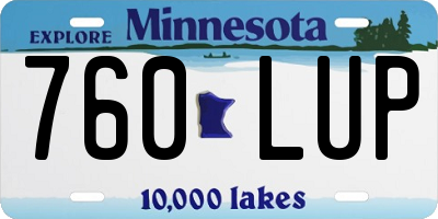 MN license plate 760LUP
