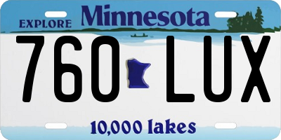 MN license plate 760LUX
