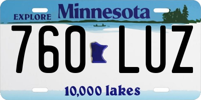 MN license plate 760LUZ