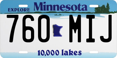 MN license plate 760MIJ