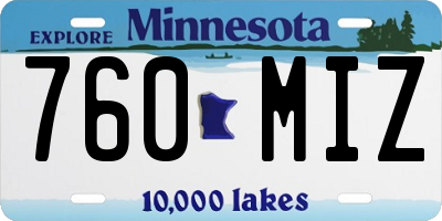 MN license plate 760MIZ