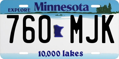 MN license plate 760MJK