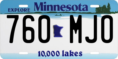 MN license plate 760MJO