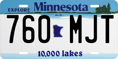 MN license plate 760MJT