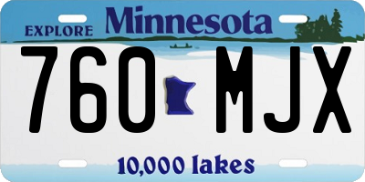 MN license plate 760MJX