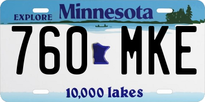 MN license plate 760MKE