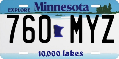 MN license plate 760MYZ