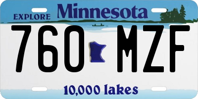 MN license plate 760MZF