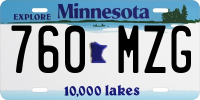 MN license plate 760MZG