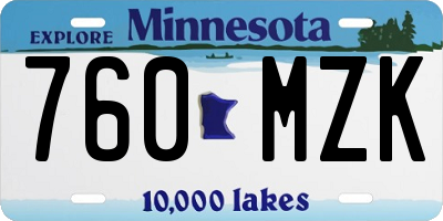 MN license plate 760MZK