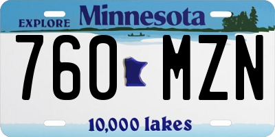 MN license plate 760MZN