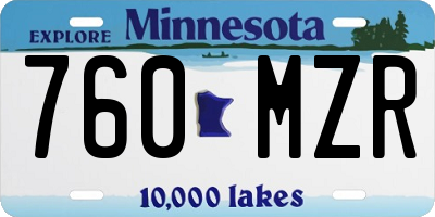 MN license plate 760MZR
