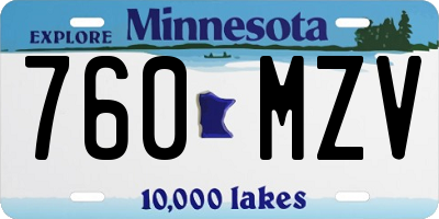 MN license plate 760MZV