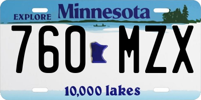 MN license plate 760MZX