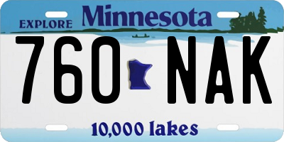 MN license plate 760NAK